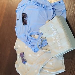Ann Taylor baby blue, light beige GAP both M